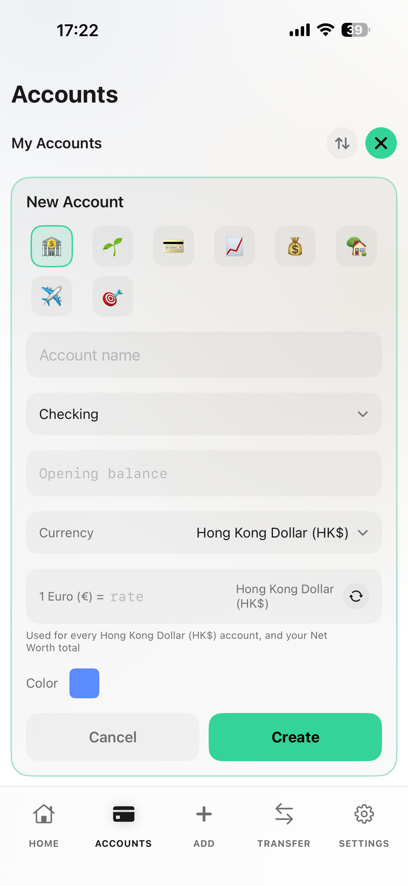 Multi-currency account with a live exchange rate