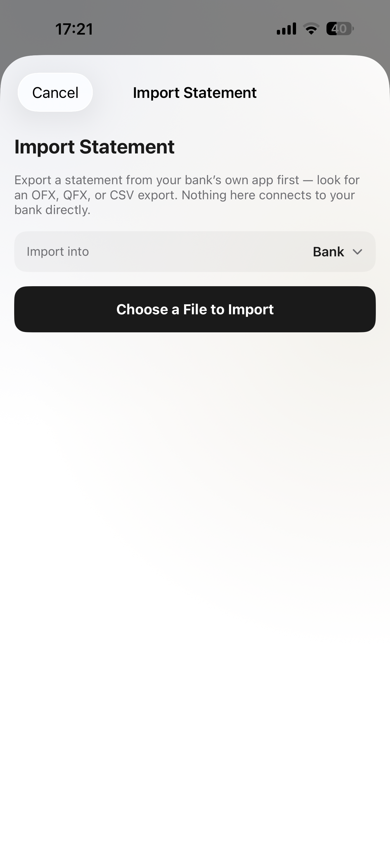 Importing a bank statement